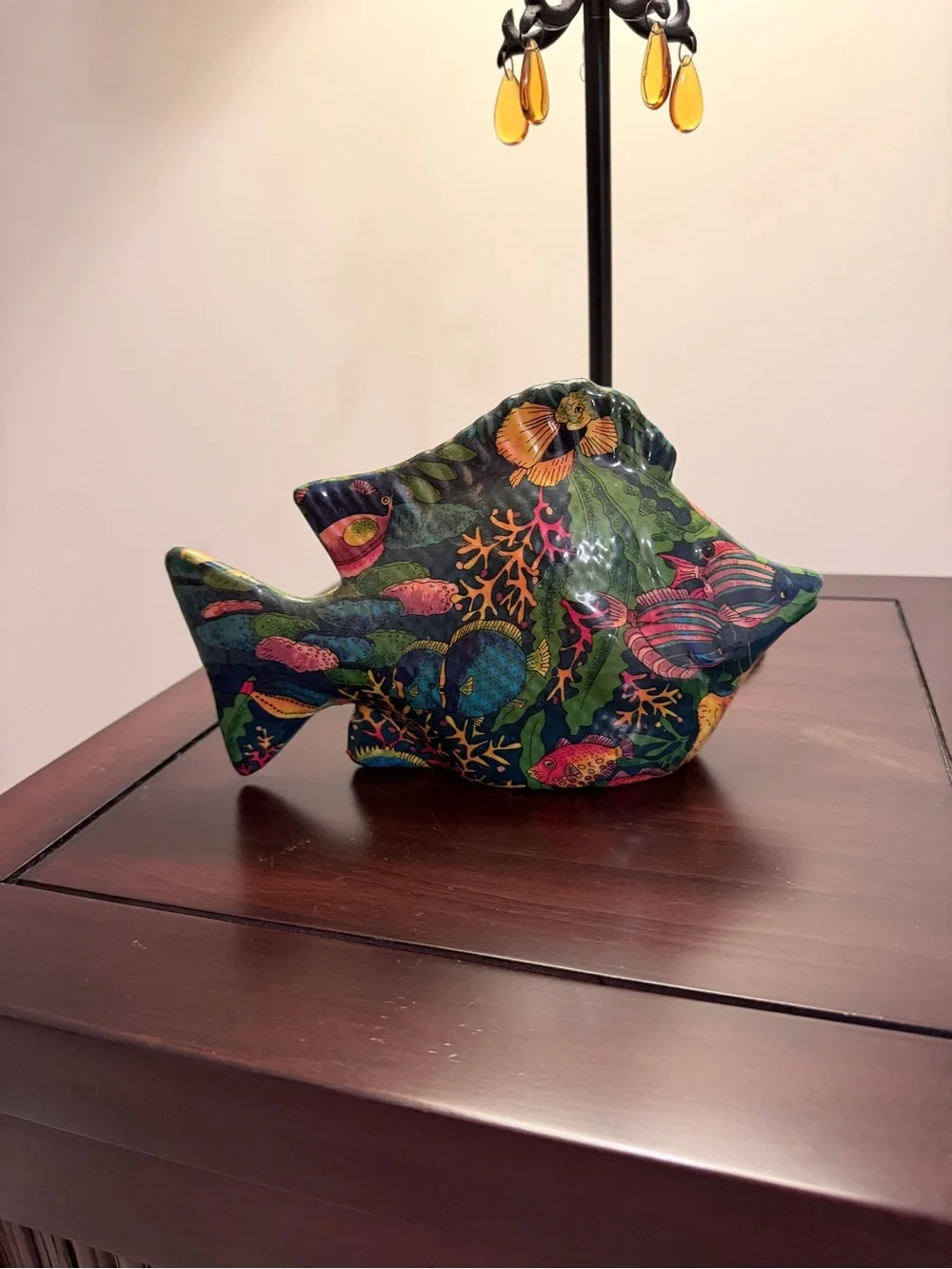 Vintage Tropical fish lacquered ceramic Fish Figurine